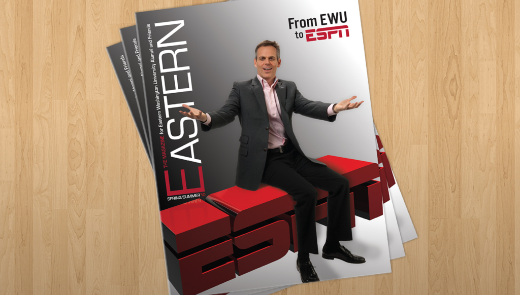 Photo of Colin Cowherd on cover of Eastern magazine.