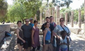 group photo of students at Greek ruins